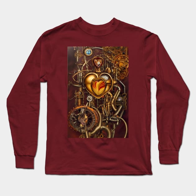 Steampunk mechanical heart Long Sleeve T-Shirt by Dendros-Studio